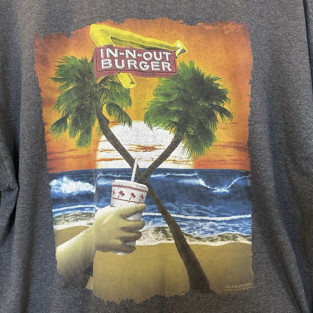 In And Out Burger Las Vegas Grey Tshirt Men Womens XL Palm‎ trees Beach